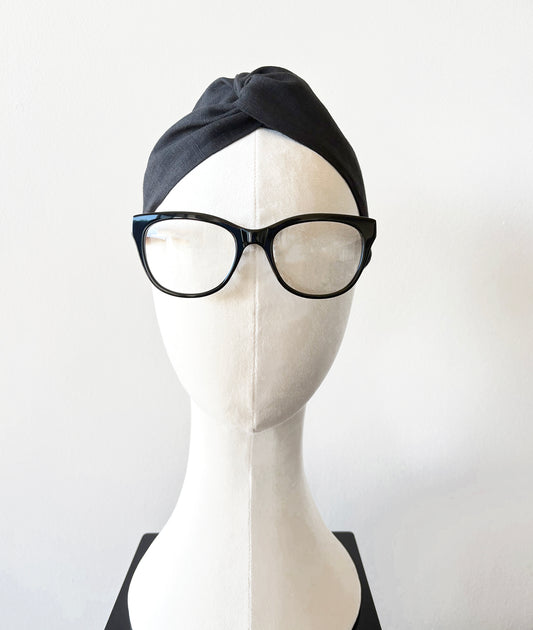 Wide Black Headband Turban Top Knot Style Hairband