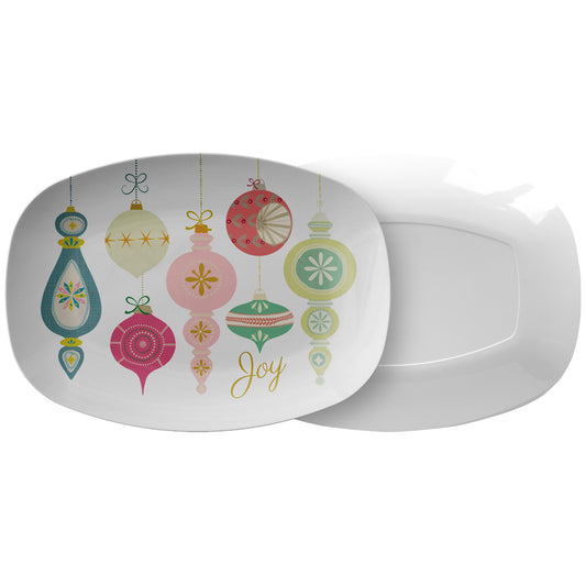 Christmas Joy Serving Platter, Vintage Christmas Ornaments Serving Dish, Luxury Plastic