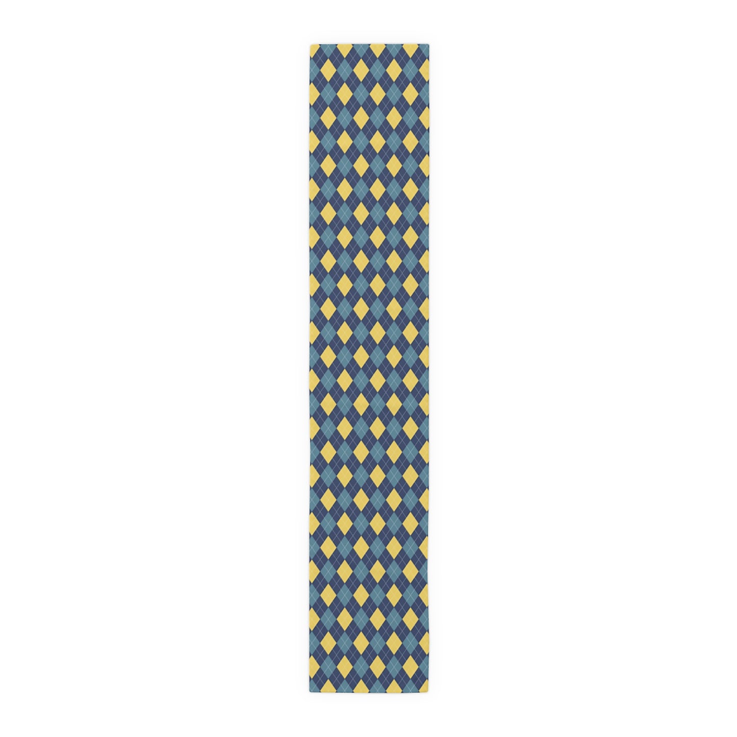 Argyle Diamond Pattern Table Runner, Navy, Yellow and Teal