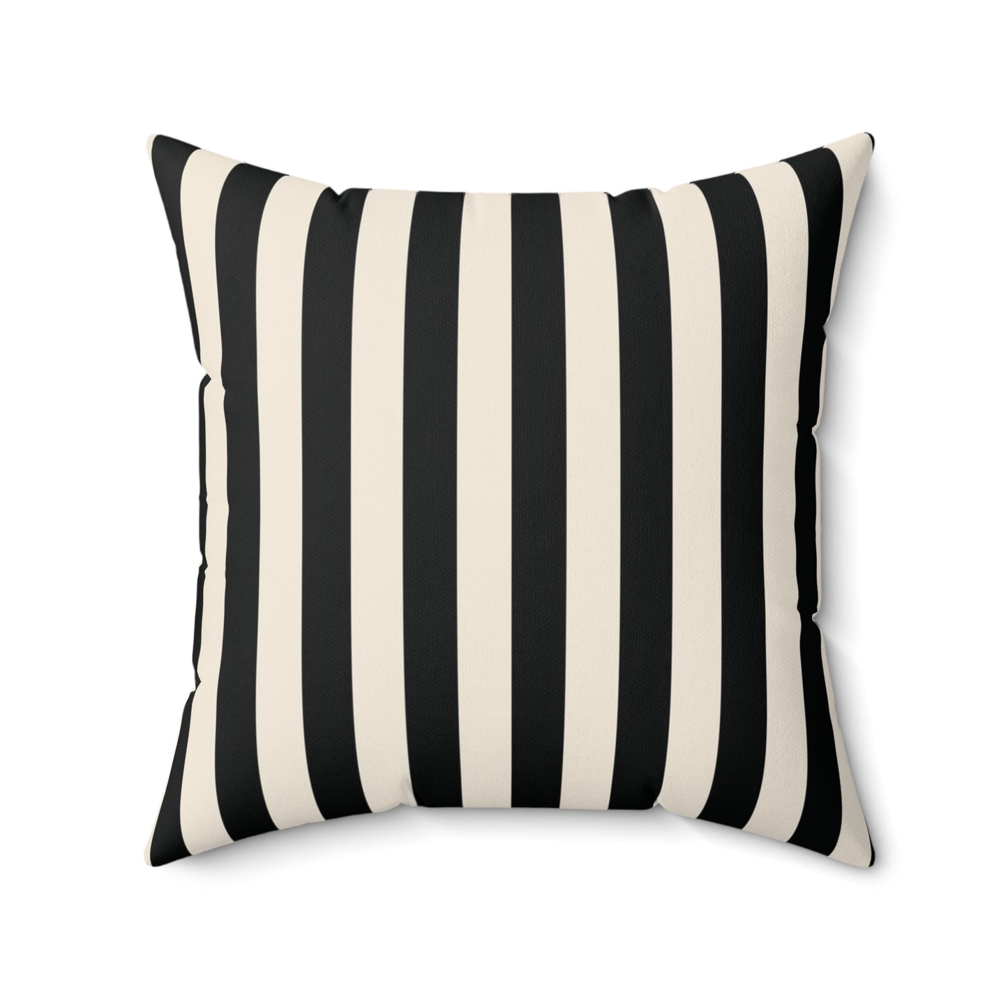 Black and white striped pillow on a white background