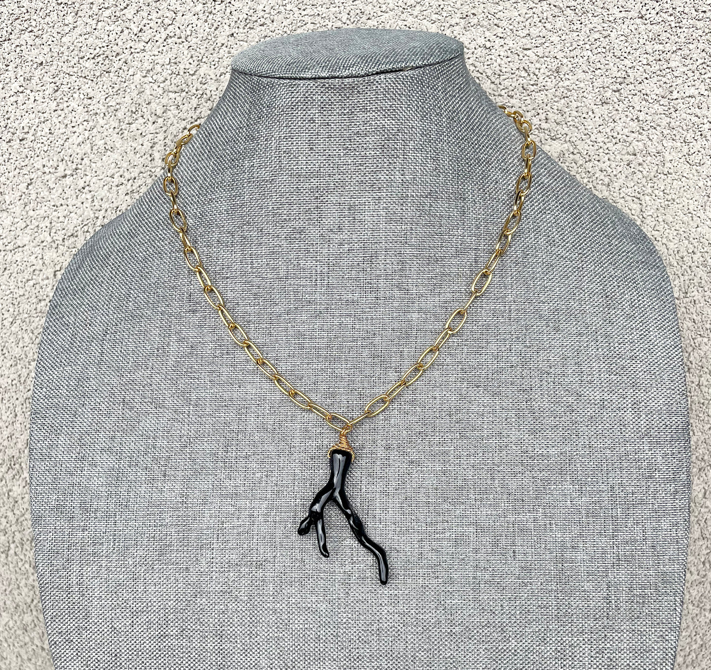 Sea Coral Necklace, Resin Coral Branch Charm Pendant, Black or White