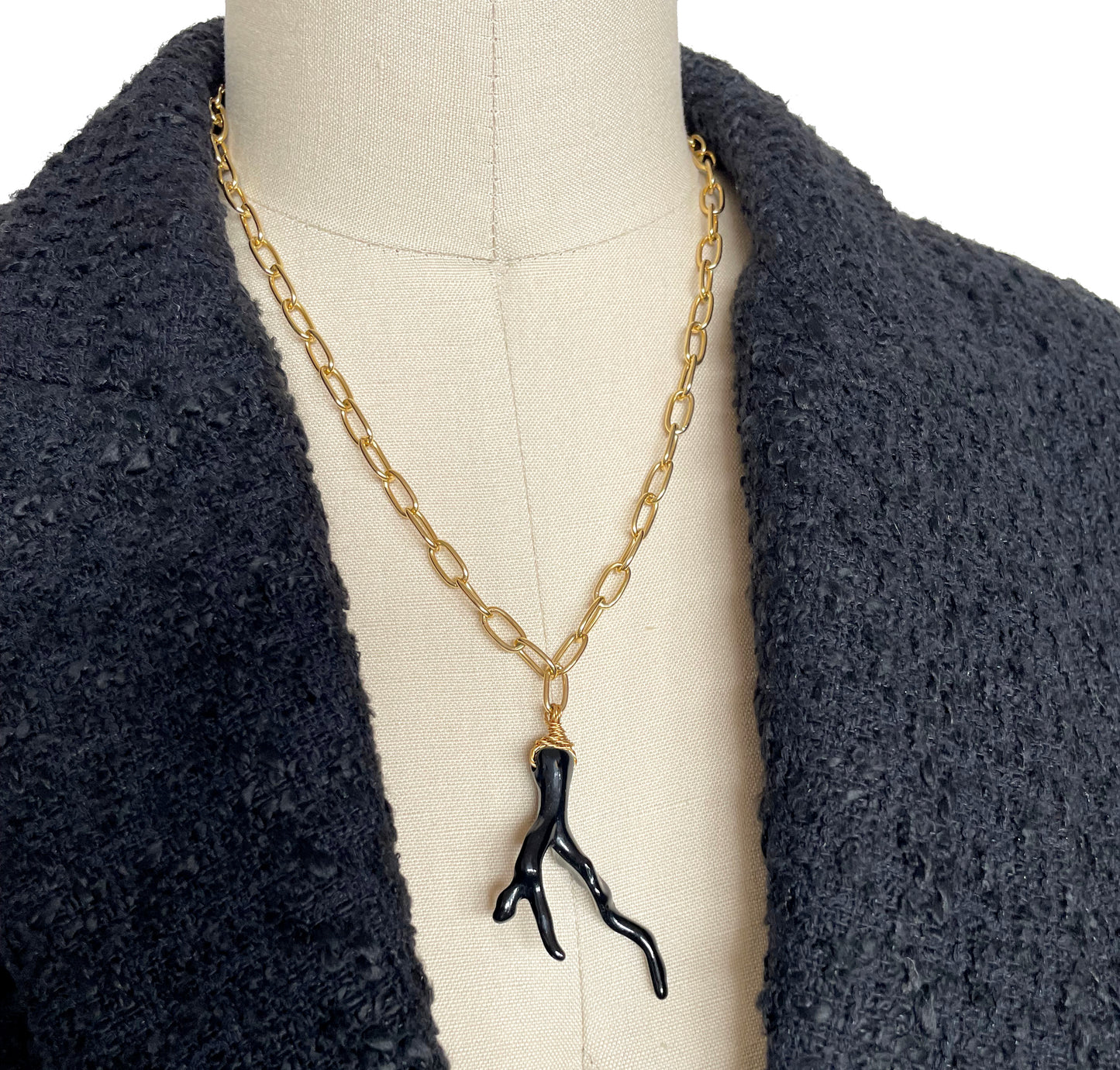 Black Coral Necklace, Black Coral Pendant Jewelry