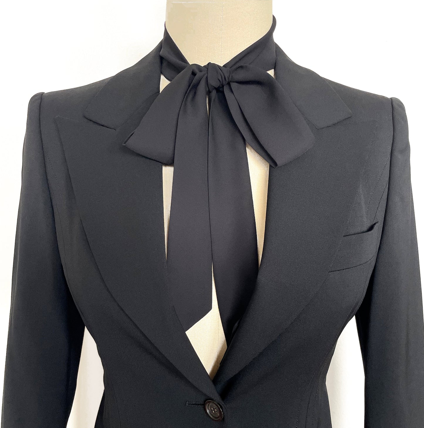 Extra Thin Long Black Scarf, Neck Bow, Neck Tie