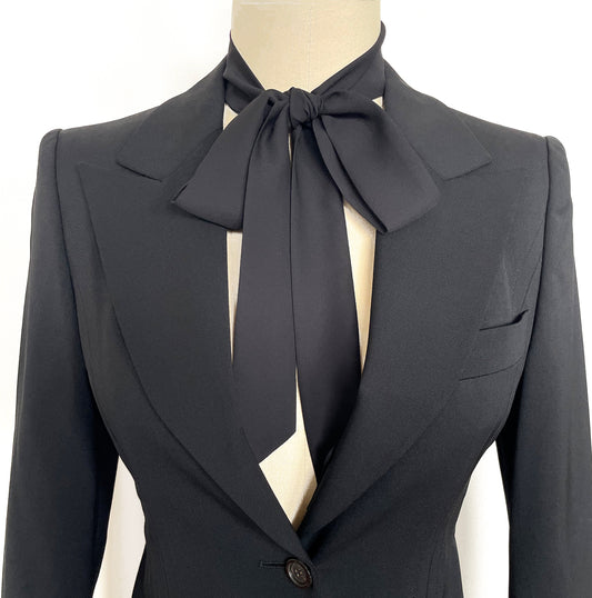 Extra Thin Long Black Scarf, Neck Bow, Neck Tie