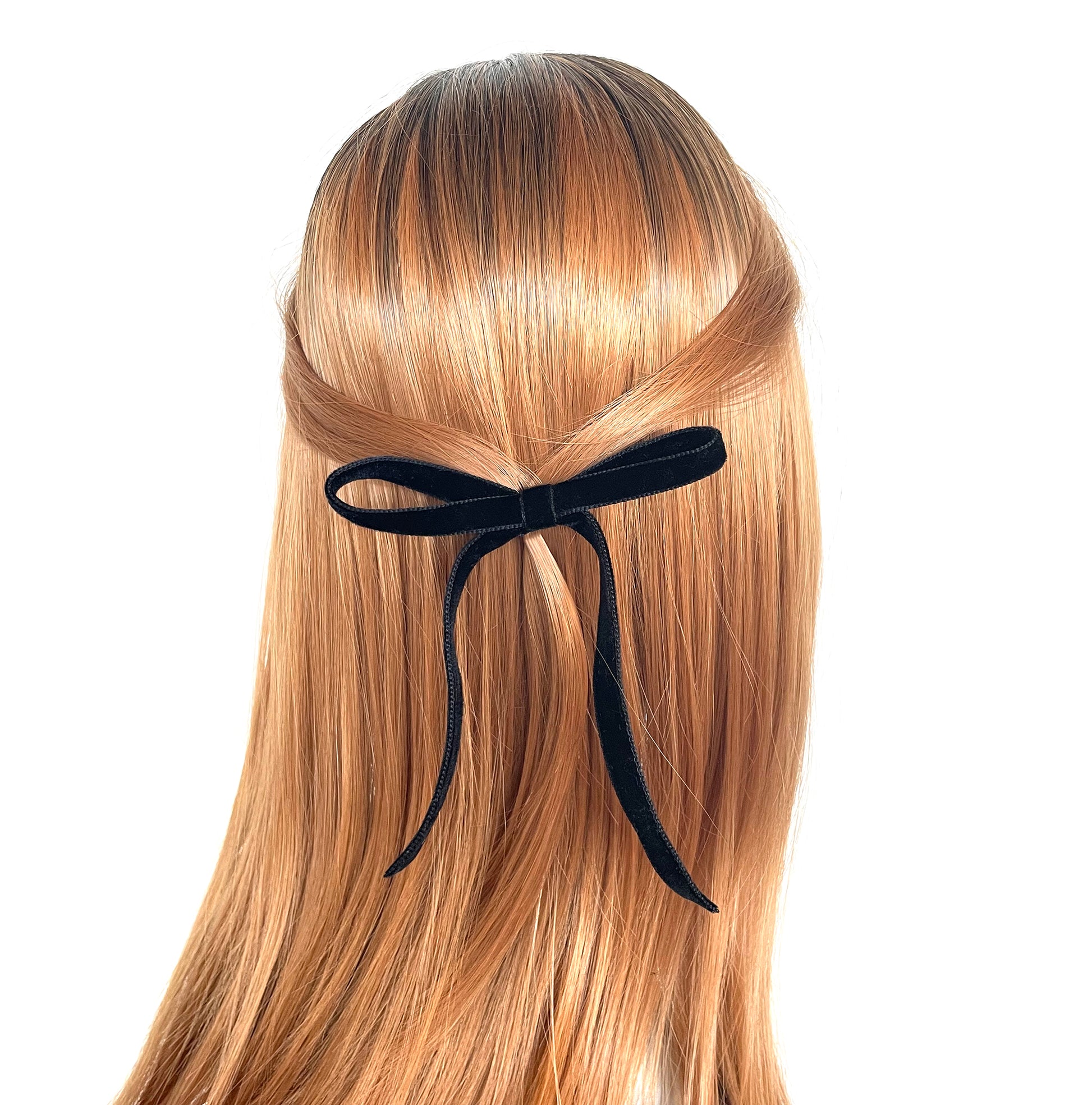 Luxury Black Velvet Skinny Hair Bow