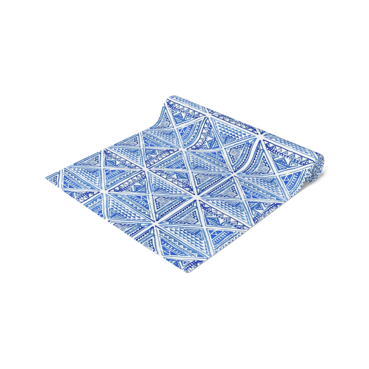 Blue & White Tile Print Table Runner, 16"W x 90"L