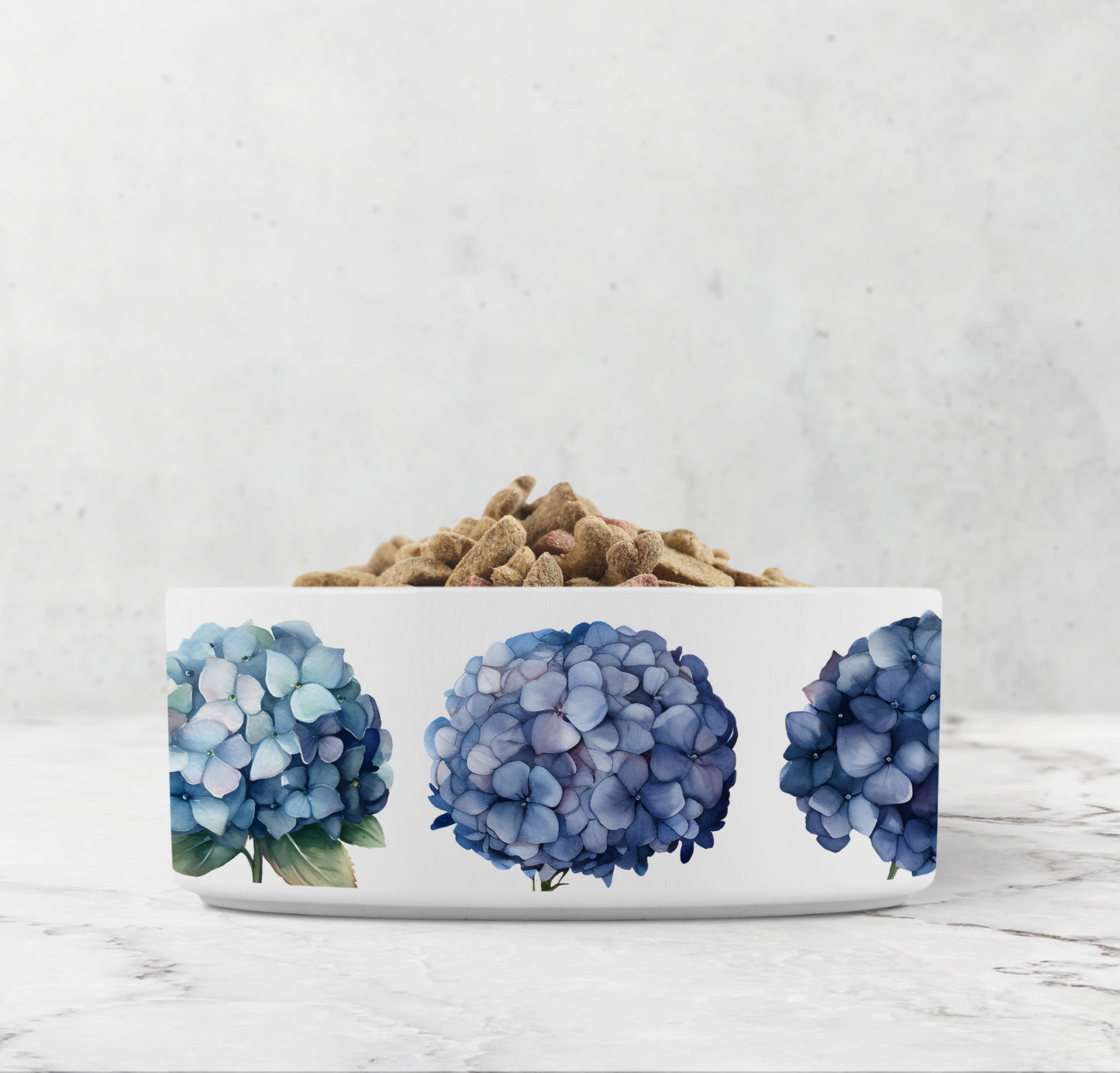 Blue Hydrangeas Ceramic Pet Bowl