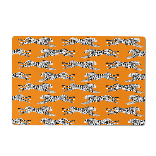 Cheetah Print Pet Placemat, Orange