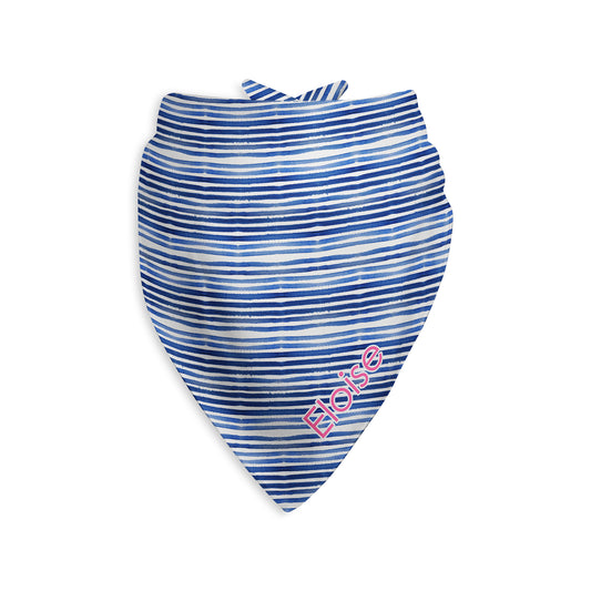 Navy Stripes Personalized Dog Bandana, Custom Pet Bandana, Blue & White