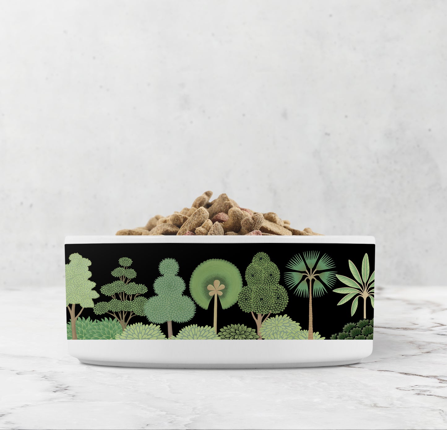 Tropical Mughal Garden Pet Bowl, Ceramic, Black & Green