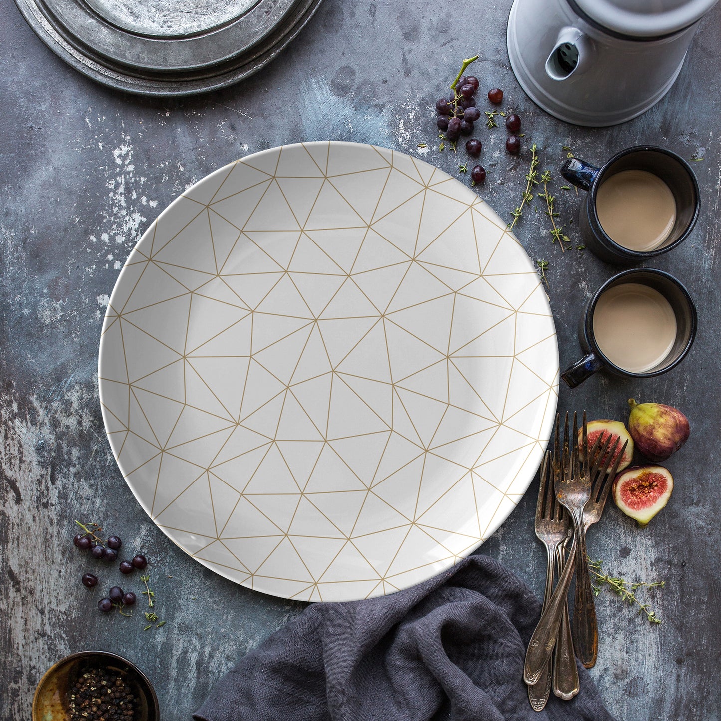 Minimalist Gold Geometric Plates, Luxury Plastic, Choose Single or Set