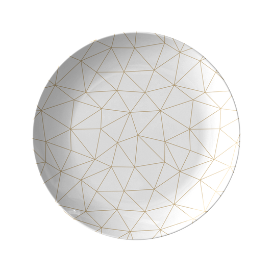 Minimalist Gold & White Geometric Lines Plate