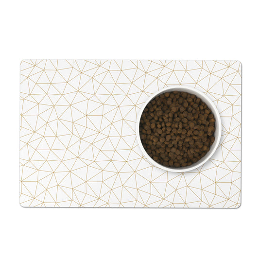 Gold and white geometric pet food mat