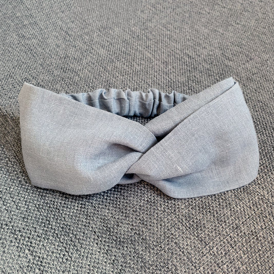 Light Gray Linen Turban Headband Handmade