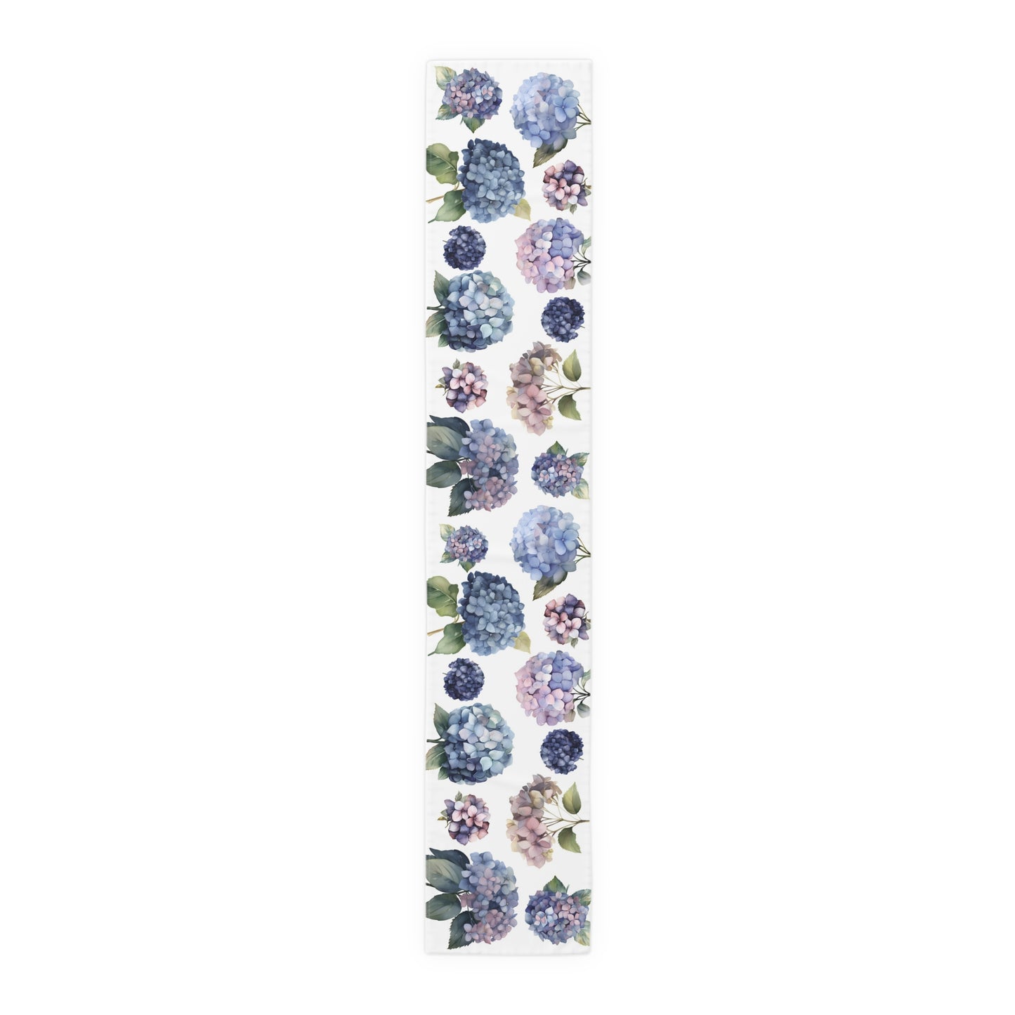 Hydrangeas Flower Table Runner, Blue and Pink