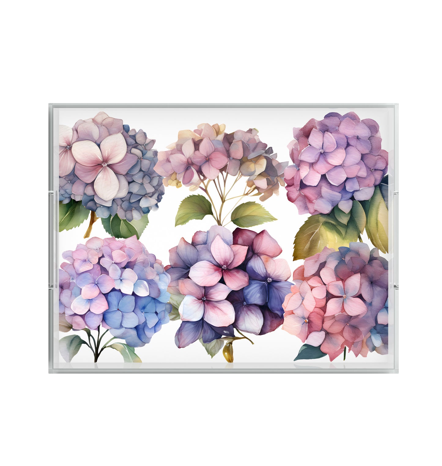 Pink Hydrangea Acrylic Tray, 8.5 X 11