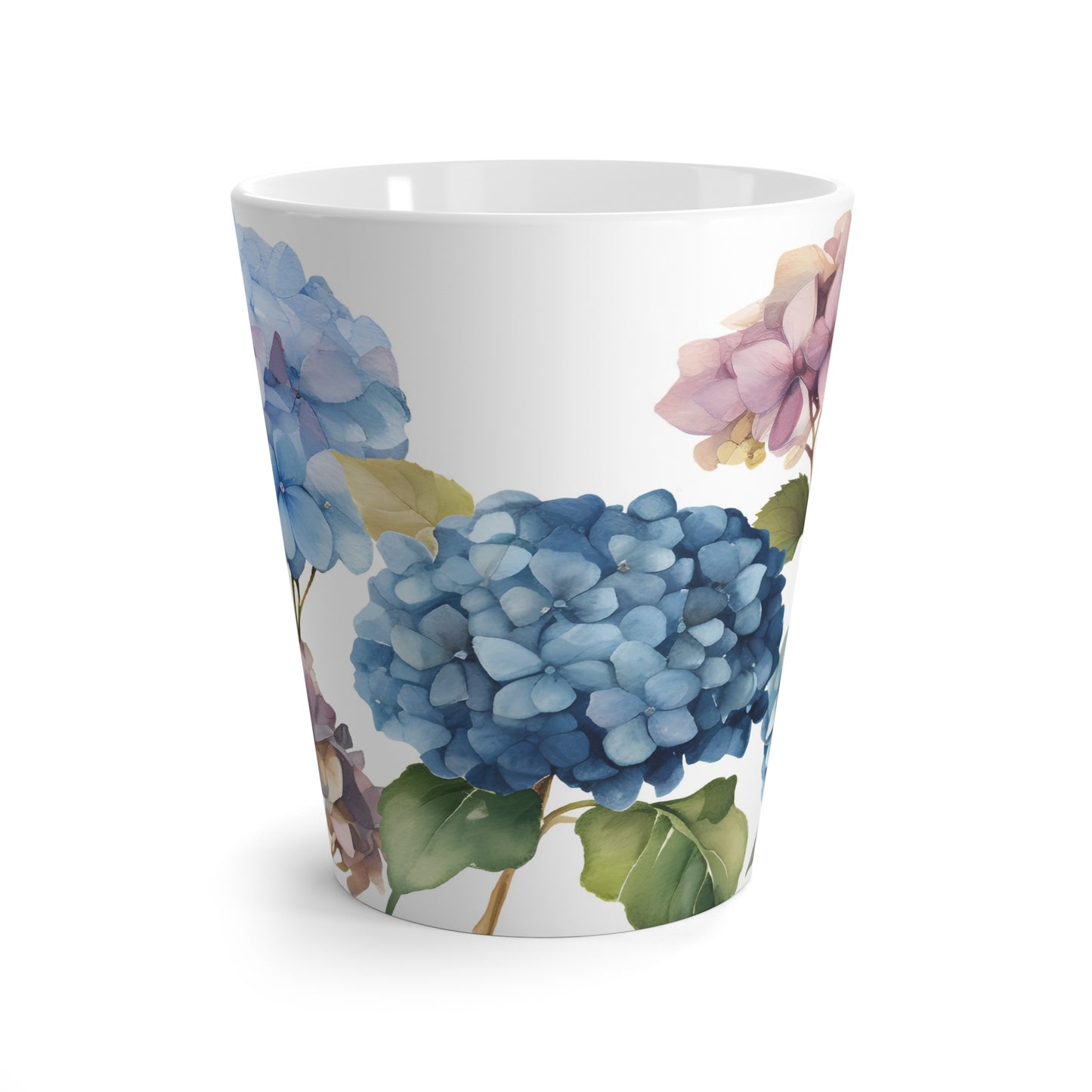 Watercolor Hydrangea Flowers Ceramic Mug - 12oz Latte Mug