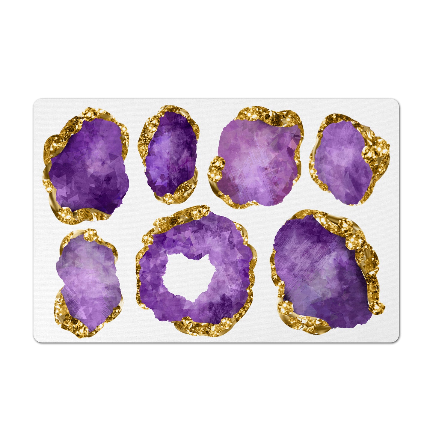 Pet Feeding Mat, Large Gemstones, Amethyst and Gold