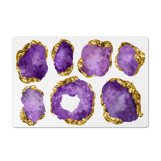 Pet Feeding Mat, Large Gemstones, Amethyst and Gold