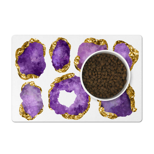 Gorgeous purple and gold gemstone pet feeding mat.