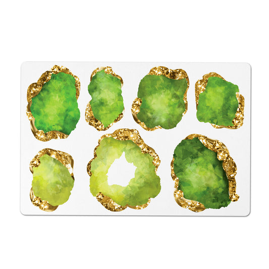 Pet Food Mat, Large Gemstones, Peridot and Gold