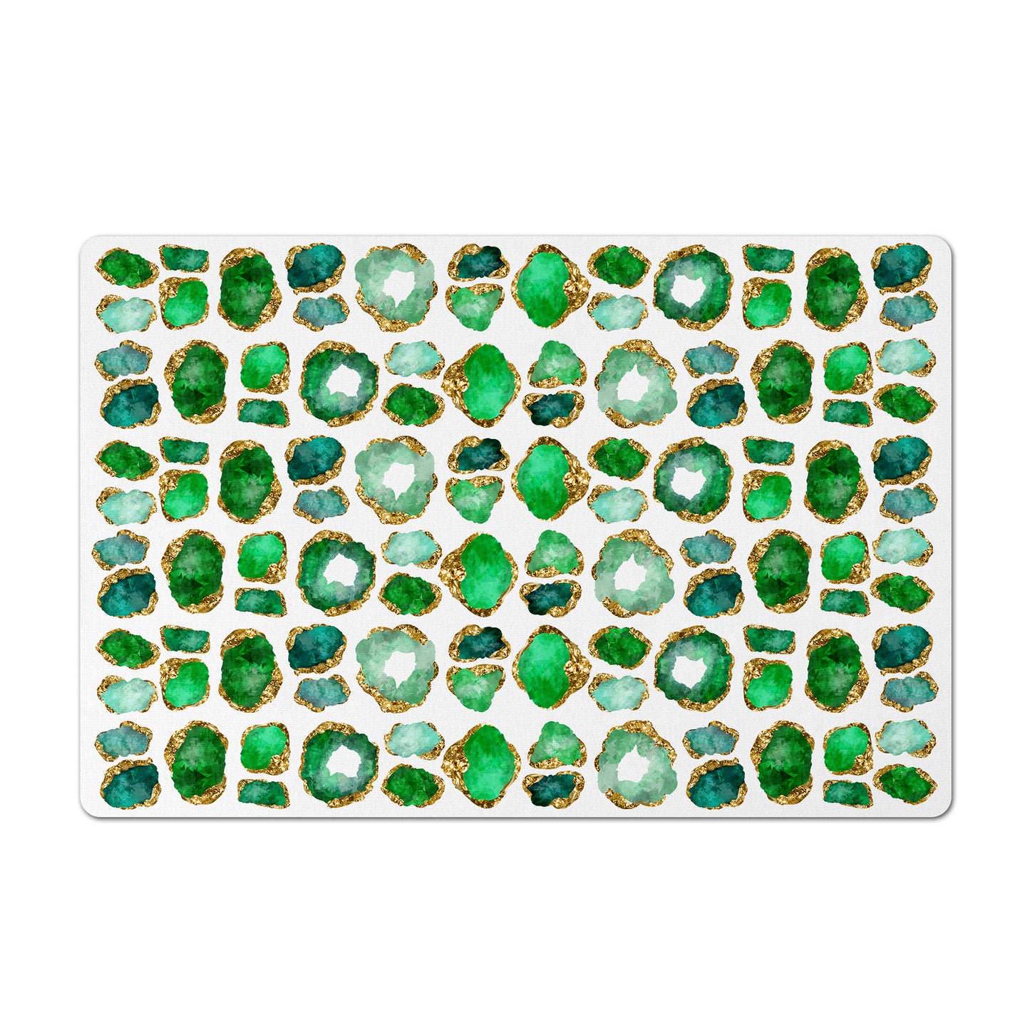 Pet Feeding Mat, Jewel Encrusted, Emerald Green and Gold