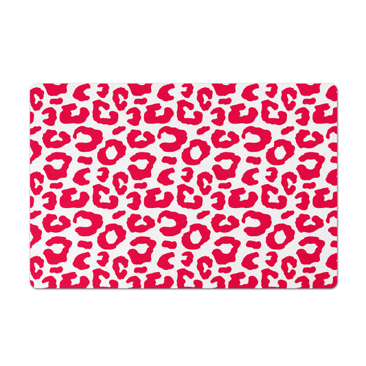 Pet Feeding Mat, Leopard Print, Hot Pink Fuchsia and White