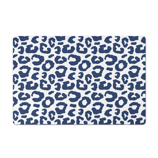Pet Feeding Mat, Leopard Print, True Navy Blue and White