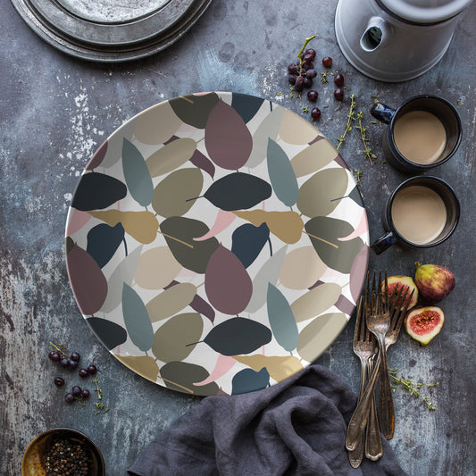 Modern Solid Leaf Plates, Earth Tones, Luxury Plastic, Choose Single or Set