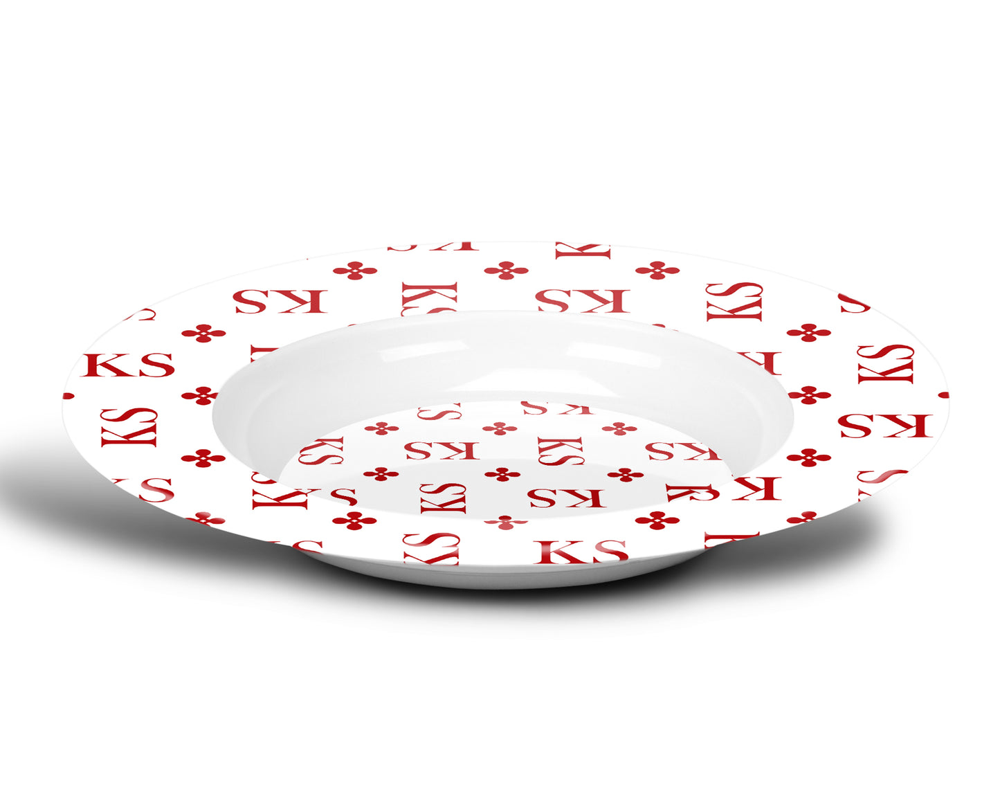 Stylized Monogram Bowls, Red, Luxury Plastic, Choose Single or Set