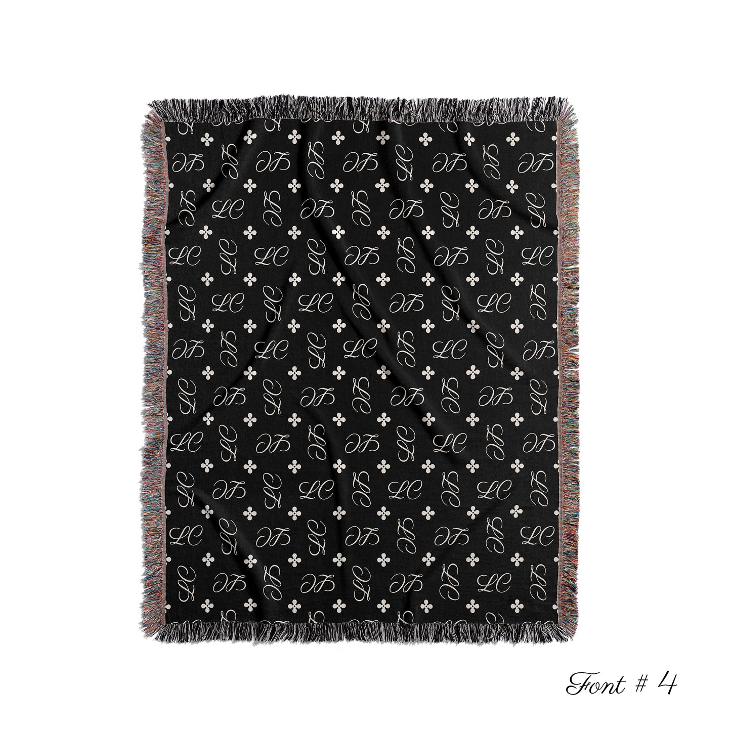 Personalized Woven Throw Blanket, Stylized Monogram, 100% Cotton
