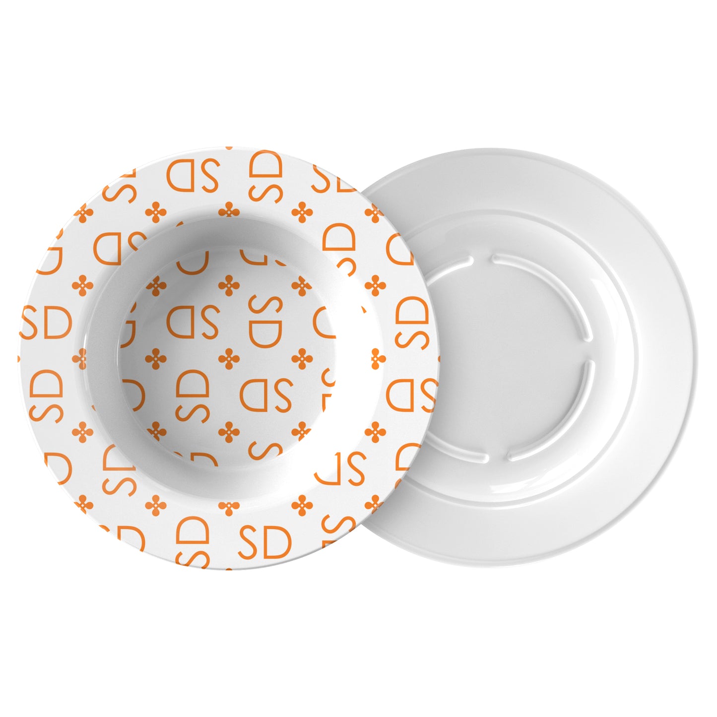 Stylized Monogram Bowls, Orange, Luxury Plastic, Choose Single or Set