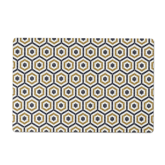 Pet Food Mat, Mosaic Bistro Tiles, Hexagon Pattern