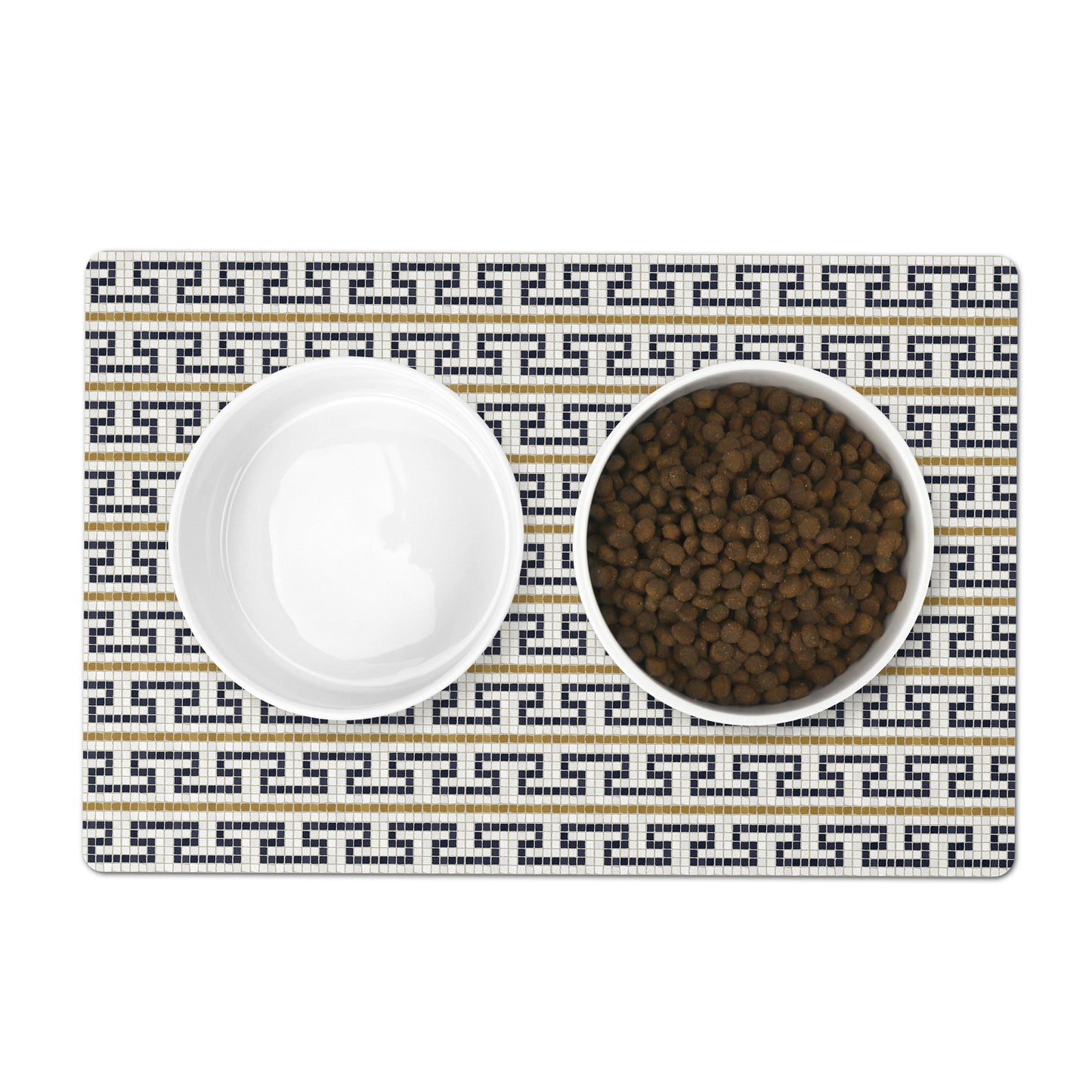 Pet Feeding Mat, Mosaic Bistro Tiles, Stepped Fret Pattern