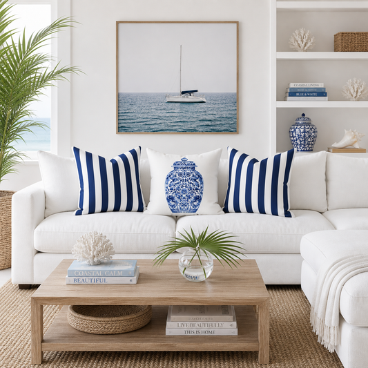 Blue & White Ginger Jar Throw Pillow, 20" x 20"