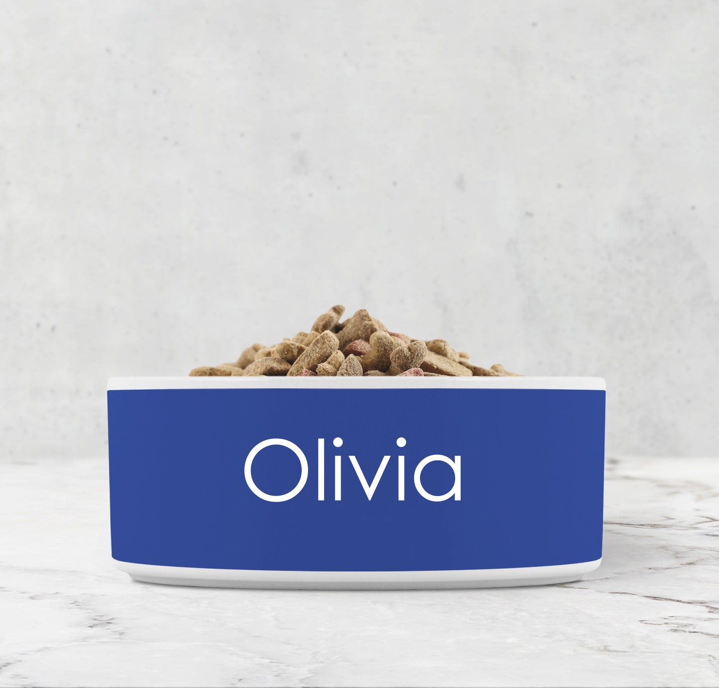 Personalized Ceramic Pet Bowl, Indigo Navy Blue and White