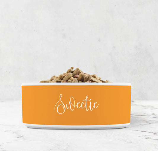 Personalized Ceramic Pet Bowl, Orange