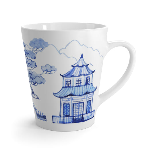 Chinoiserie Pagodas Ceramic Mug - 12oz Latte Mug