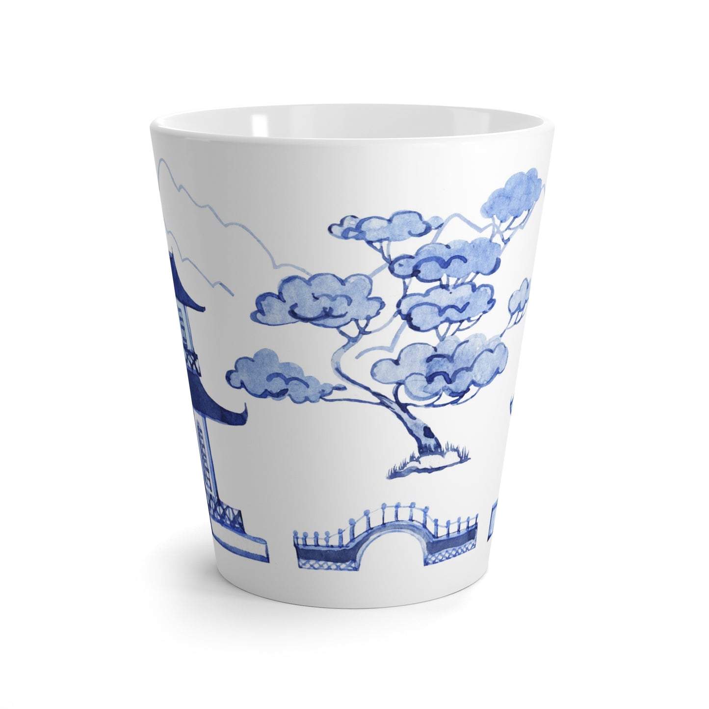 Chinoiserie Pagodas Ceramic Mug - 12oz Latte Mug