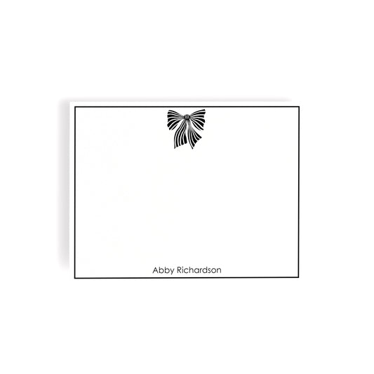 Personalized Chic Fashion Bow Notecards Set – Black & White + Coordinating Envelopes