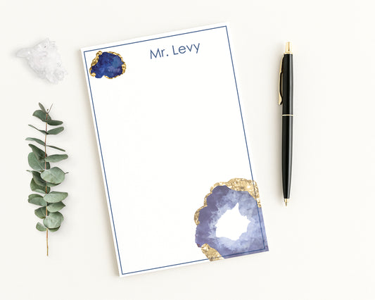 Personalized Notepad Paper - Customized with Name and sapphire gemstone print