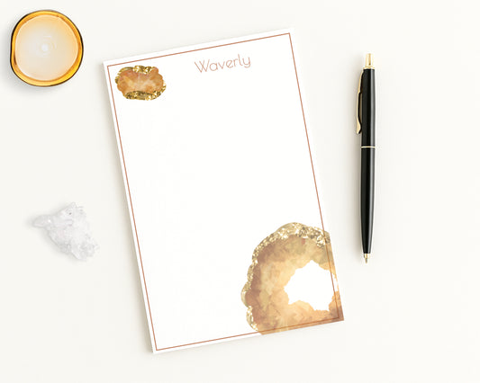 Personalized Paper Notepad with Topaz crystal jewel birthstone print