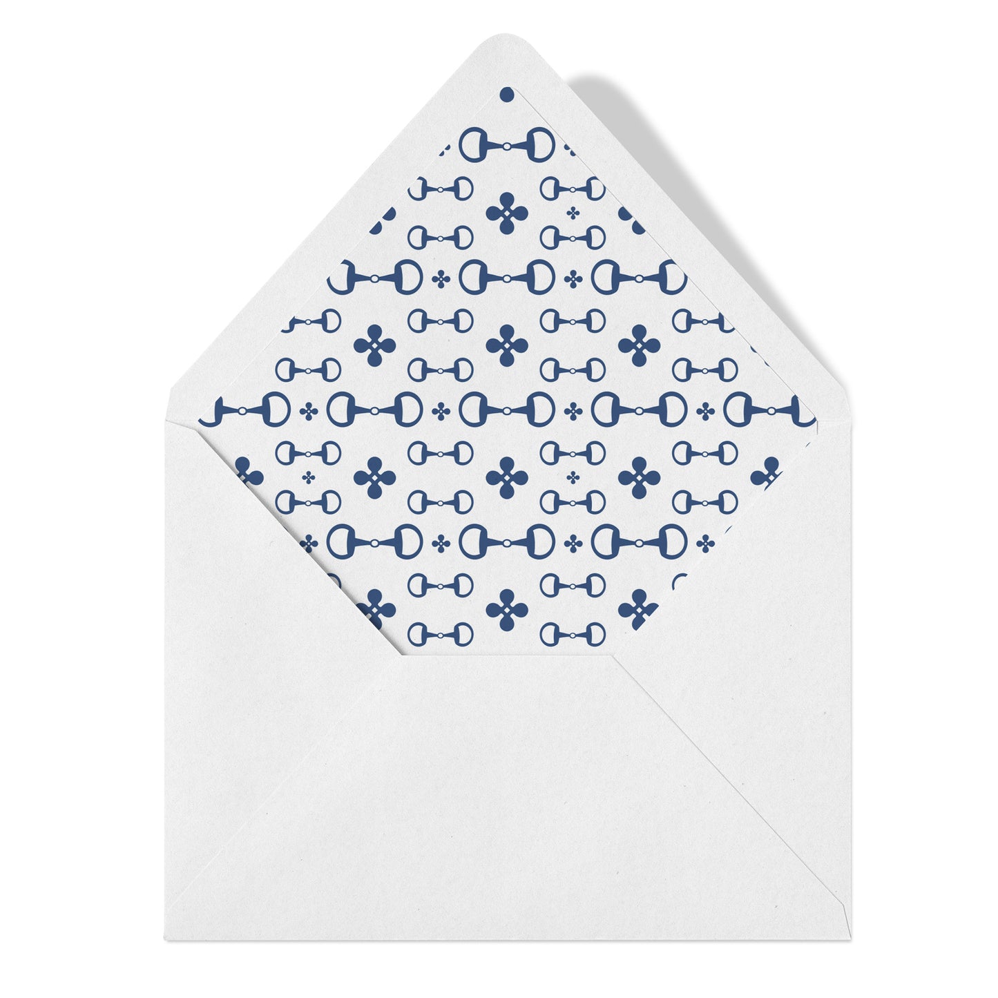 Personalized Equestrian Horsebit Stationery Set – Notecards & Hand-Lined Envelopes, Blue