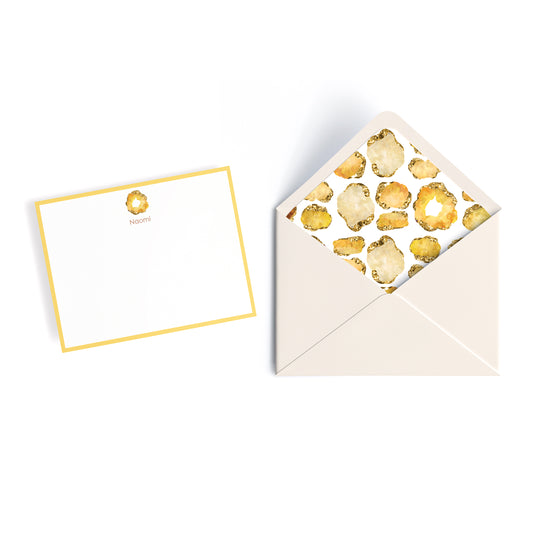 Personalized Gemstone Notecards – Custom Stationery Set, Citrine Geode