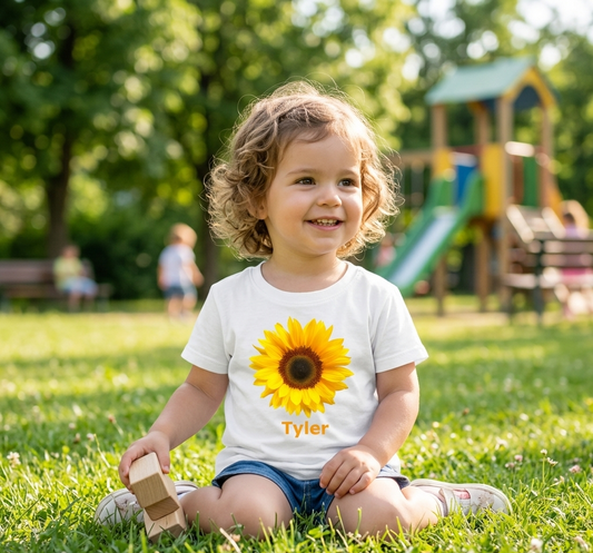 Personalized Sunflower Baby T-shirt, 6 months - 24 months