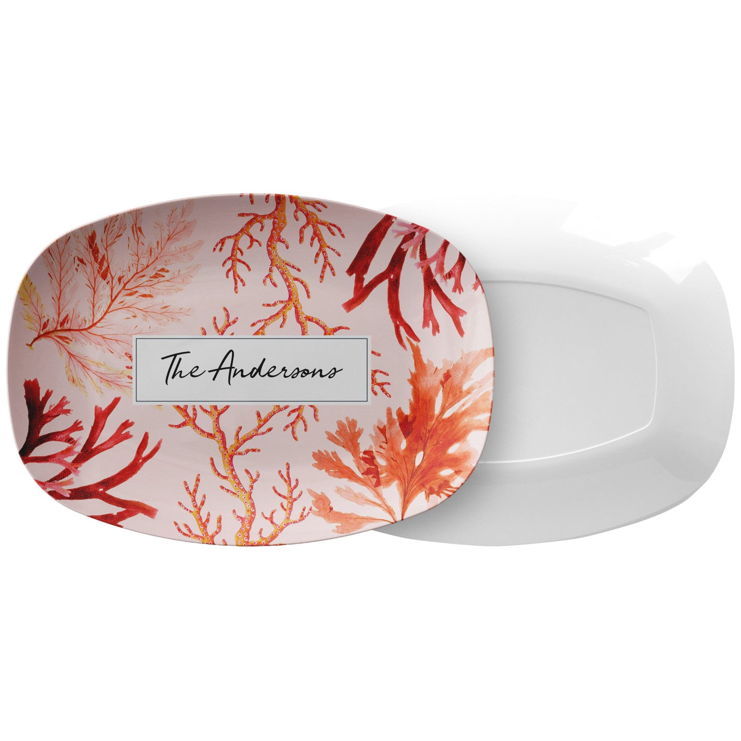 Personalized Serving Platter, Sea Coral, Pink, Luxury Plastic