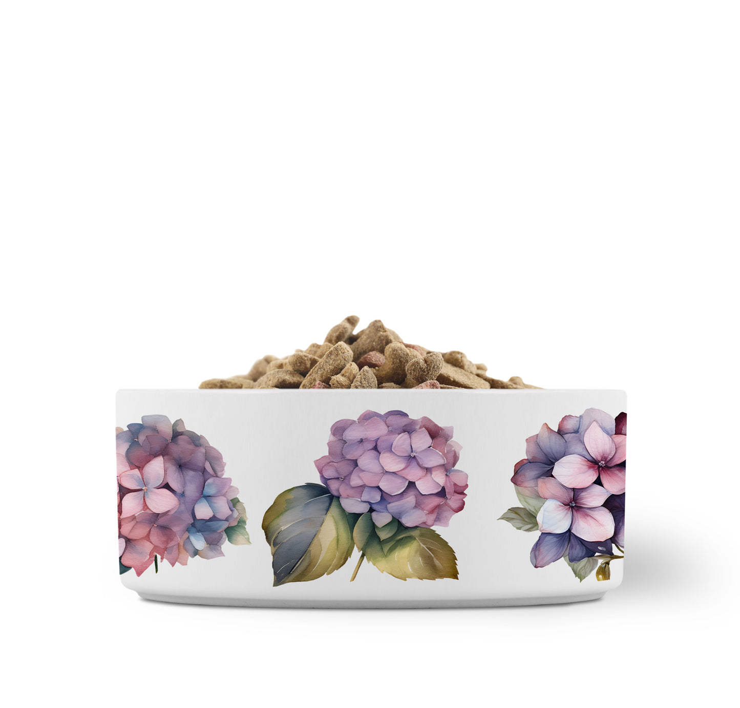 Pink Hydrangeas Ceramic Pet Bowl