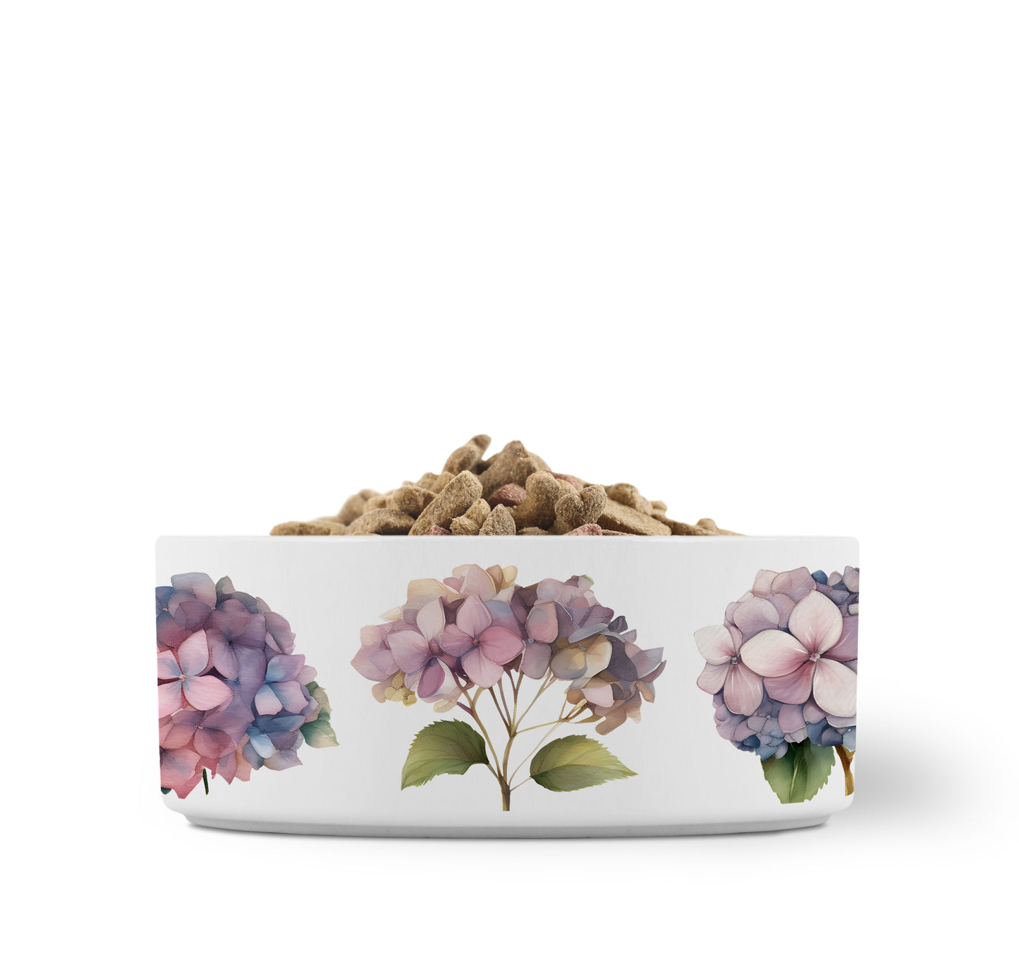 Pink Hydrangeas Ceramic Pet Bowl