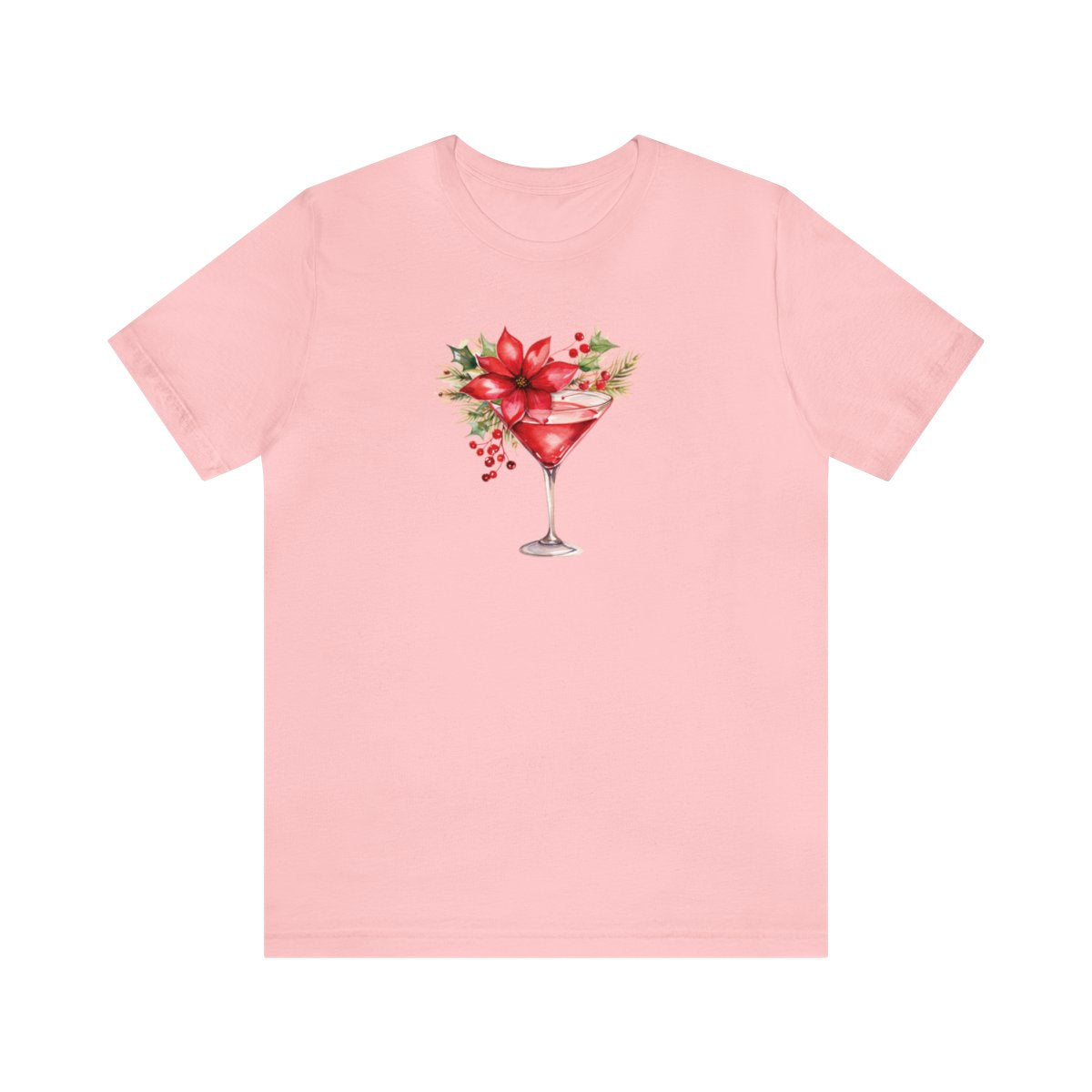 Christmas Cocktail T-shirt, Red Poinsettia