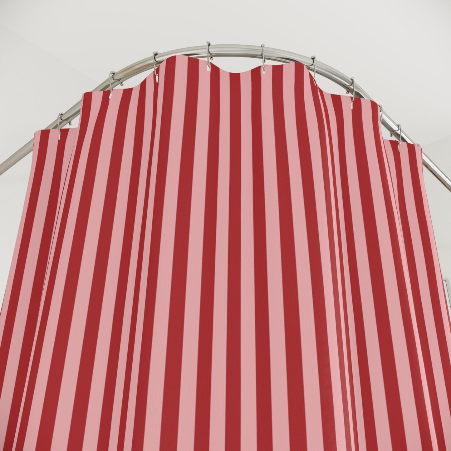 Colorful Canopy Stripe Shower Curtain, Red and Pink